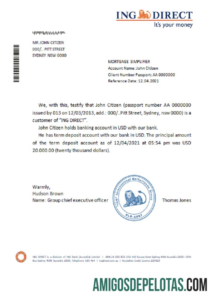 Australia ING direct Referensi templat