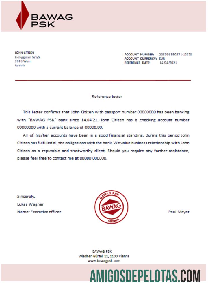 Austria BAWAG PSK Referensi sampel