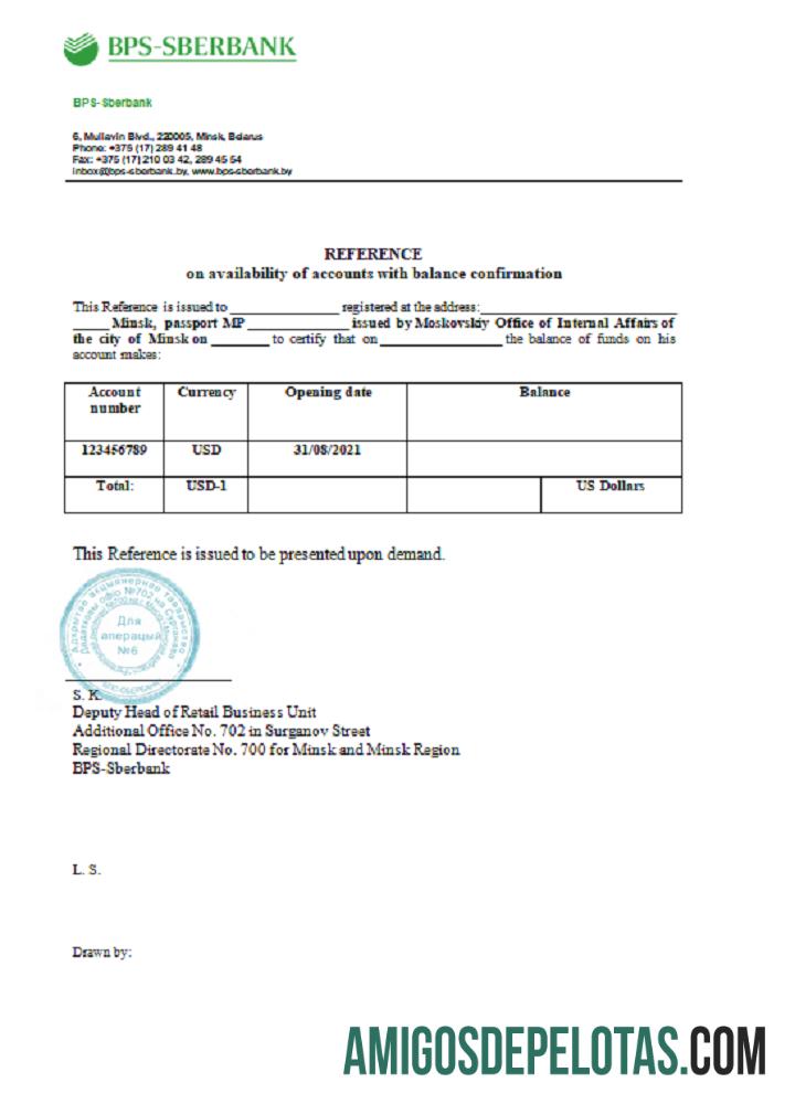 Belarus BPS SBERBANK Referensi templat