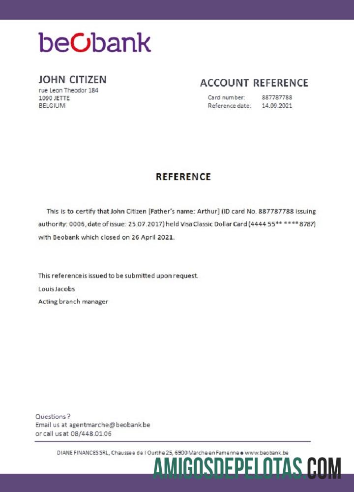 Belgia Beobank closure Referensi sampel