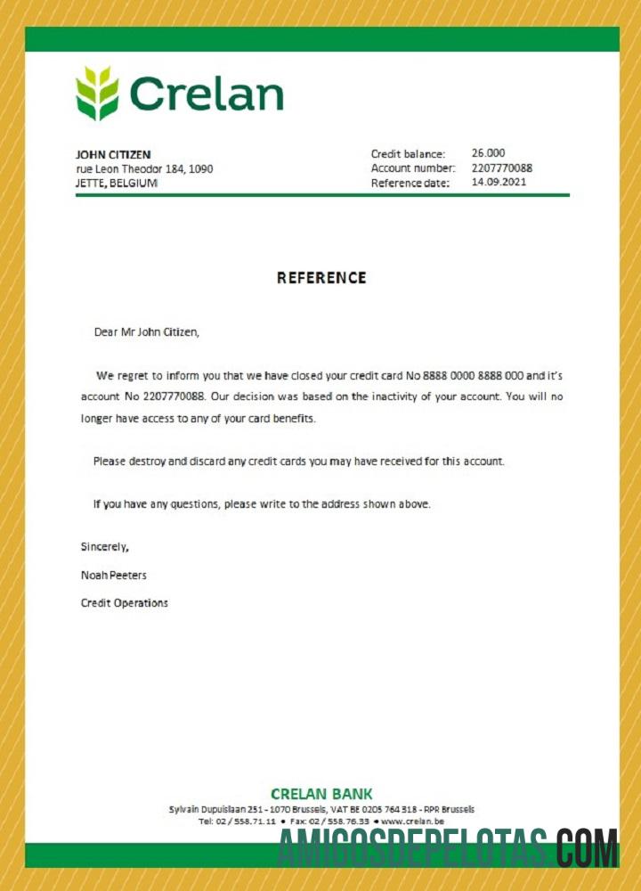 Belgia Crelan closure Referensi makering