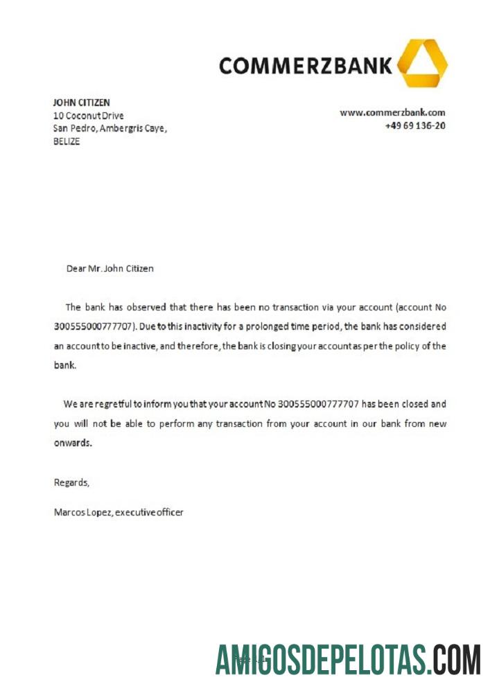 Belize Commerzbank closure Referensi templat
