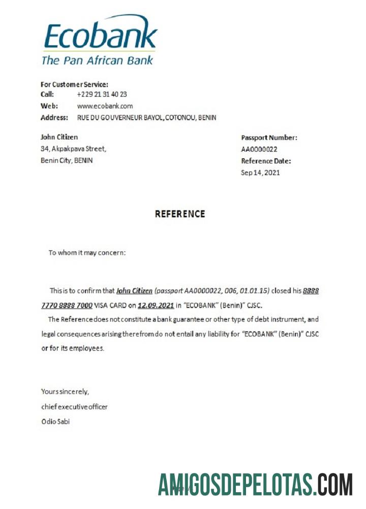 Benin Ecobank closure Referensi desain