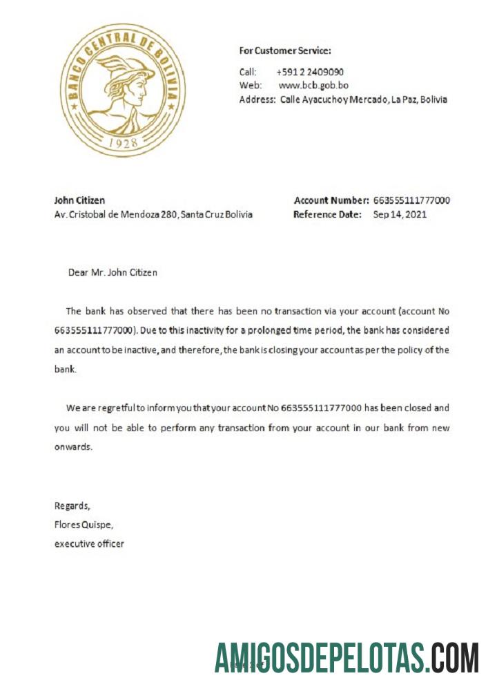 Bolivia Banco Central de Bolivia closure Referensi desain