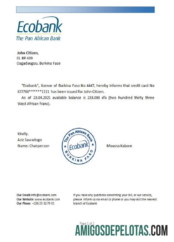 Burkina Faso Ecobank Referensi templat