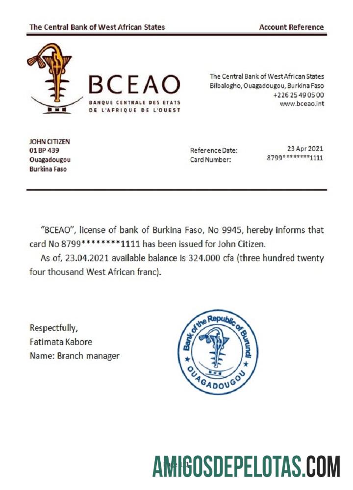 Burkina Faso The Central bank of West African States Referensi desain
