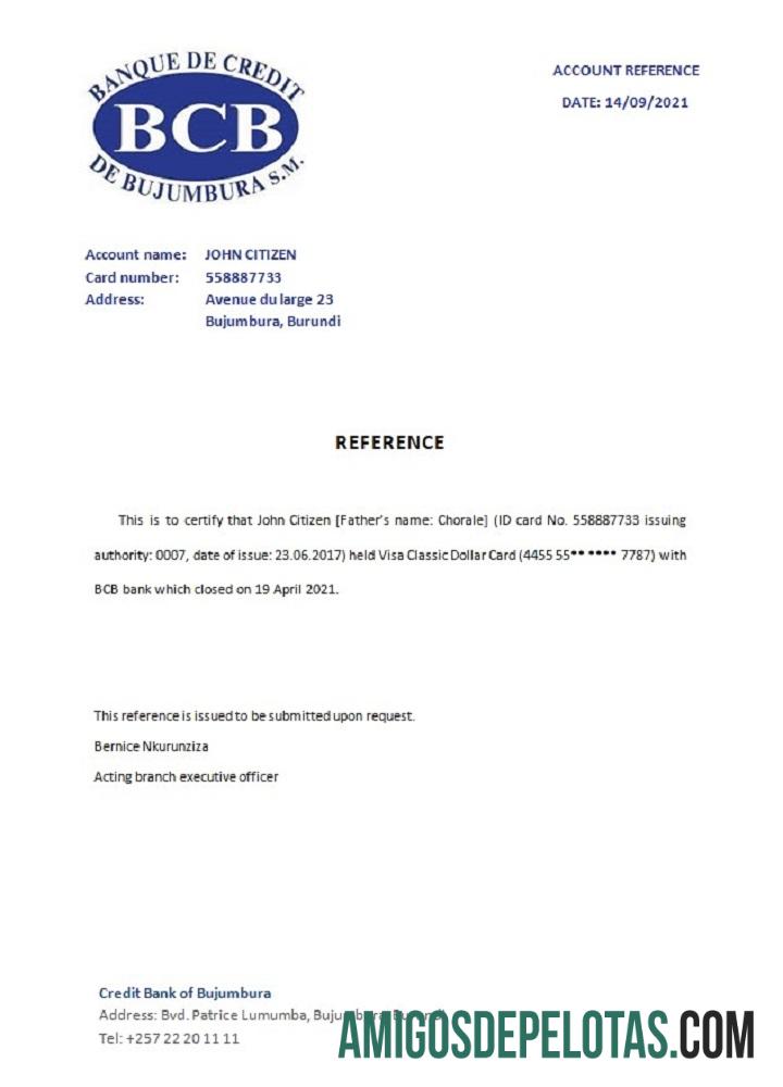 Burundi Creditbank closure Referensi templat