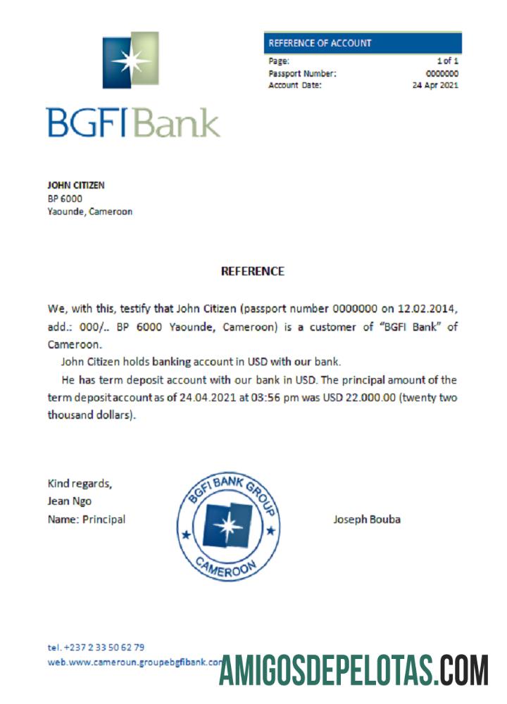Kamerun BGFI bank Bonapriso Referensi sampel