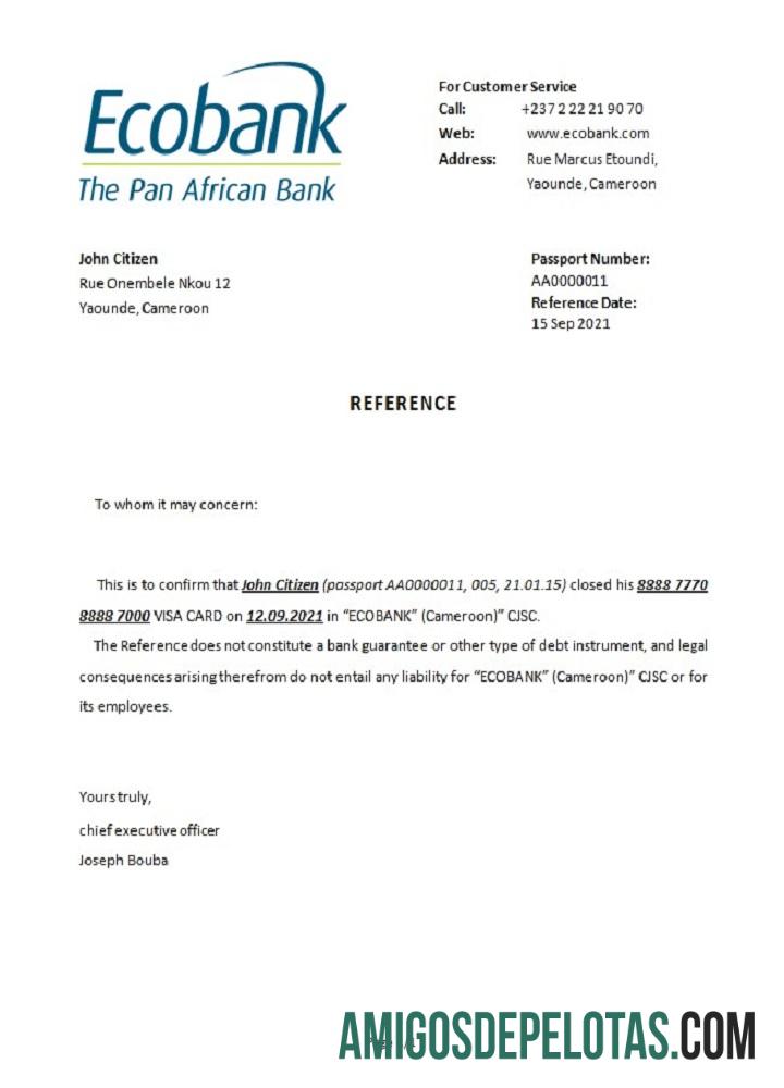 Kamerun Ecobank closure Referensi desain