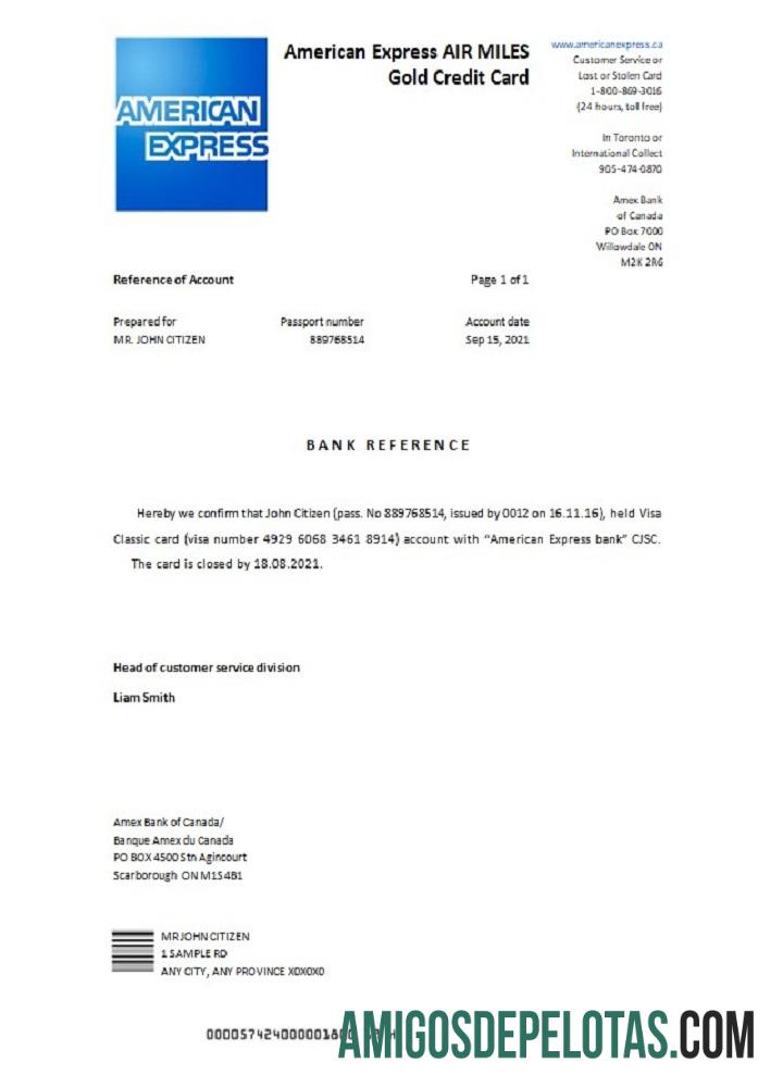Kanada American Express Air Miles Gold Kredit kartu closure Referensi templat