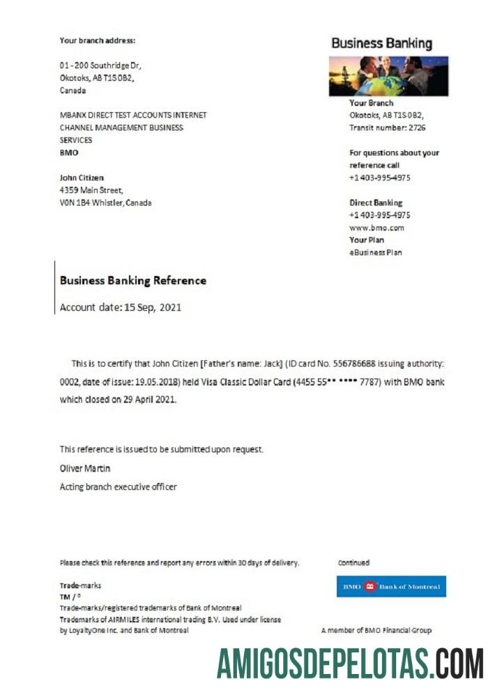 Kanada BMO bank of Montreal closure Referensi sampel