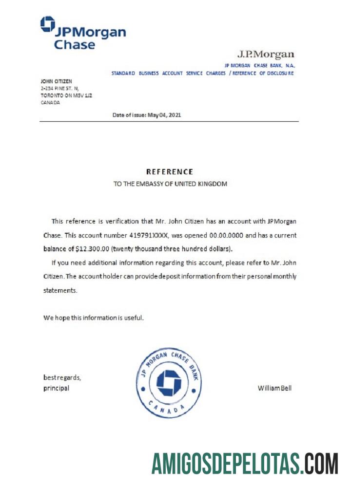 Kanada JP Morgan Chase Referensi sampel