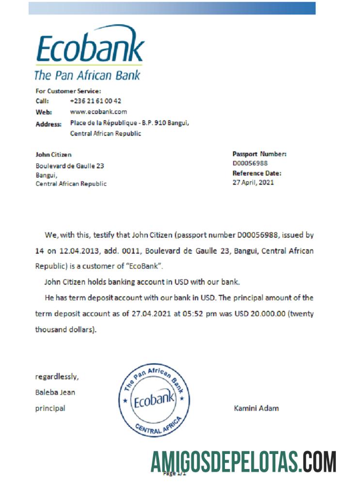 Central Africa Ecobank Referensi desain