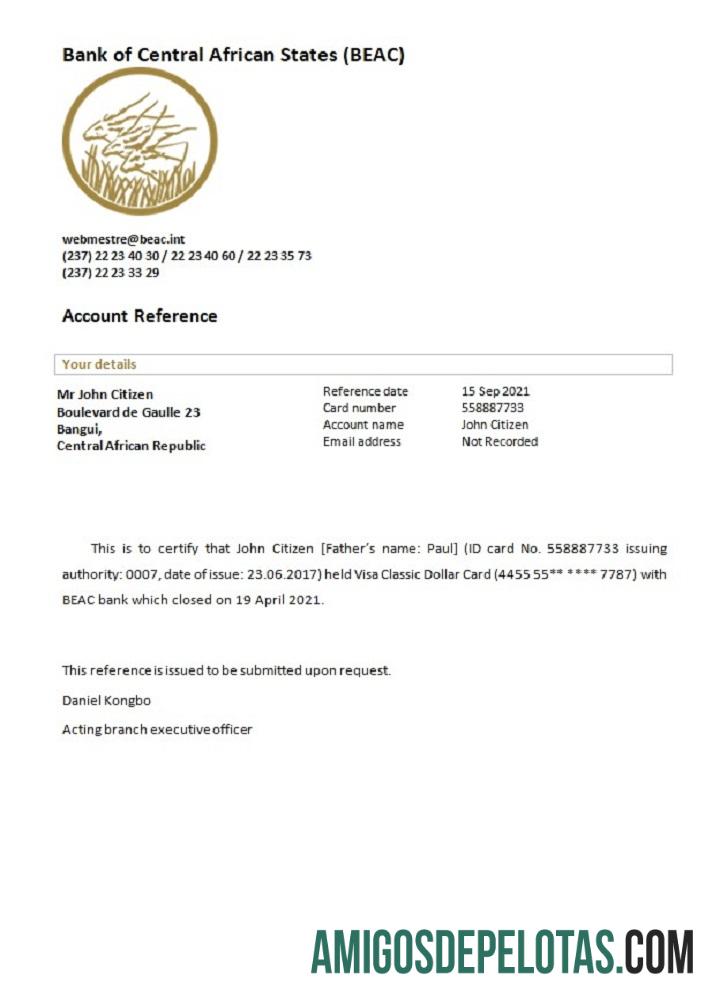 Republik Afrika Tengah bank of Central African States closure Referensi pratinjau