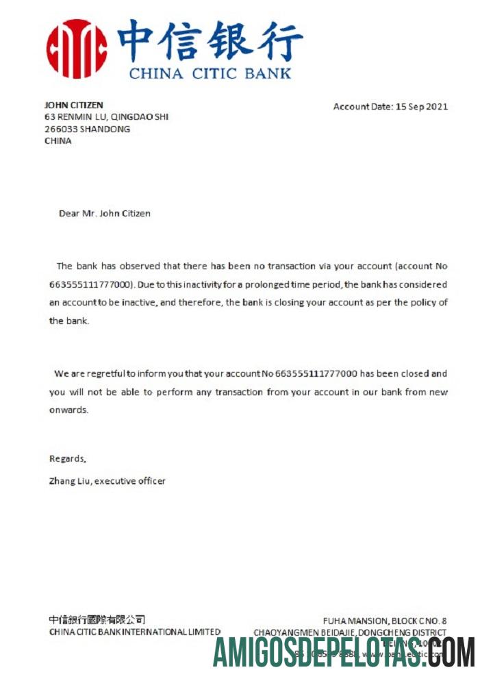 Tiongkok Citic bank closure Referensi desain