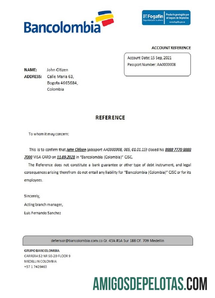 Kolombia Bancolombia closure Referensi templat