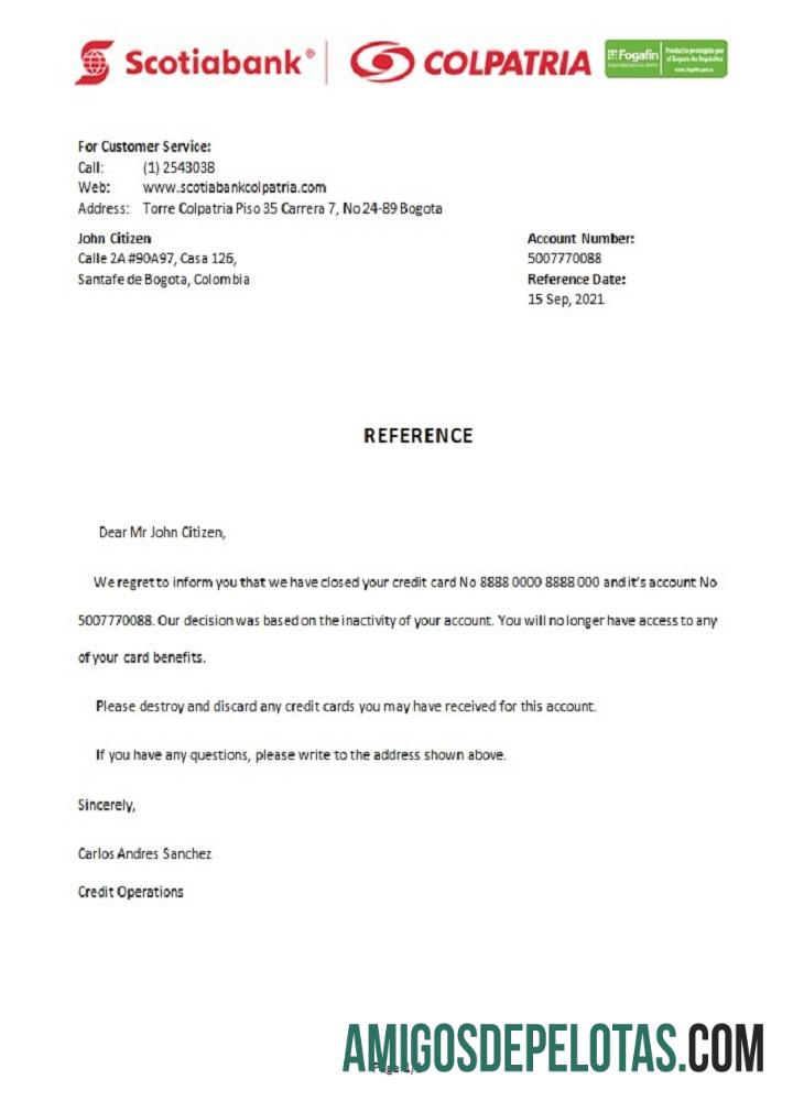 Kolombia Scotiabank Colpatria closure Referensi templat