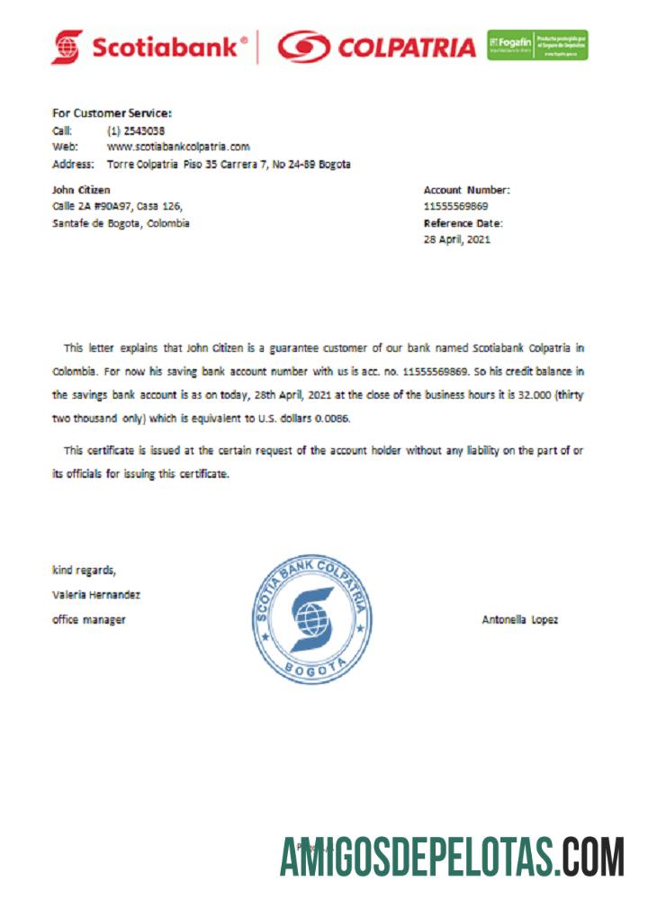 Kolombia Scotiabank Colpatria Referensi sampel