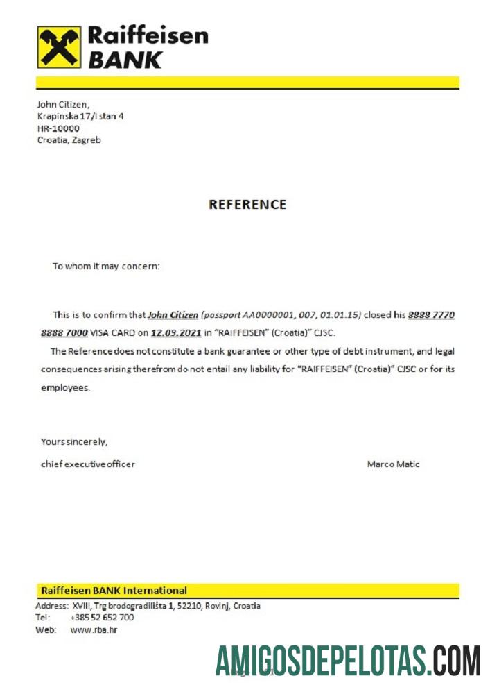 Kroasia Raiffeisen bank closure Referensi templat