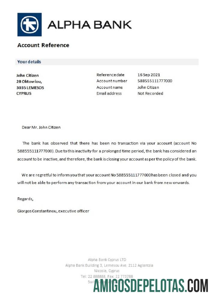 Siprus Alpha bank closure Referensi sampel
