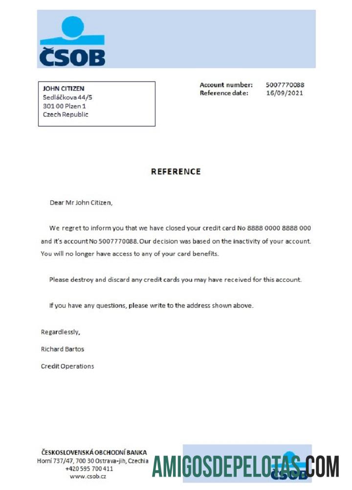 Republik Ceko CSOB closure Referensi desain