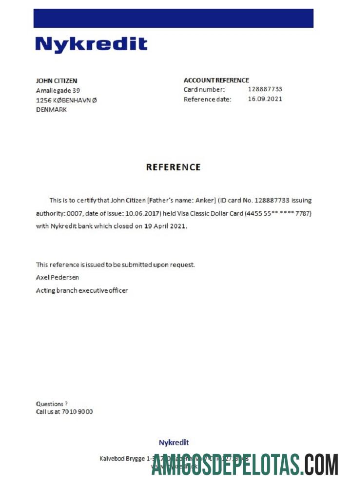 Denmark Nykredit closure Referensi templat