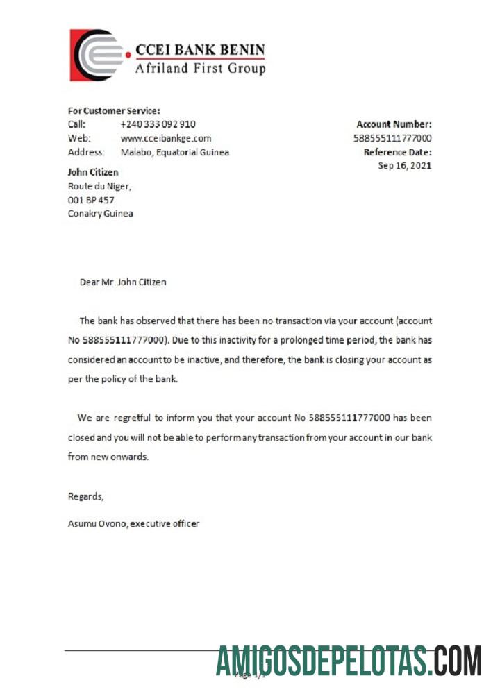 Guinea Khatulistiwa CCEI bank Benin bank closure Referensi desain