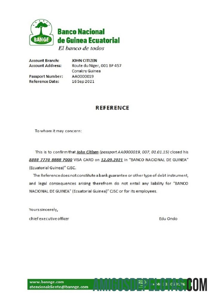 Guinea Khatulistiwa The nasional bank closure Referensi pratinjau