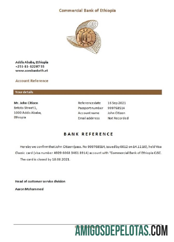 Etiopia komersial bank closure Referensi makering