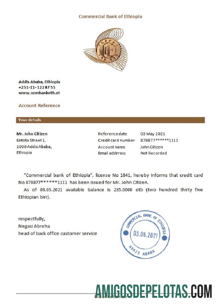 Etiopia komersial bank Referensi desain