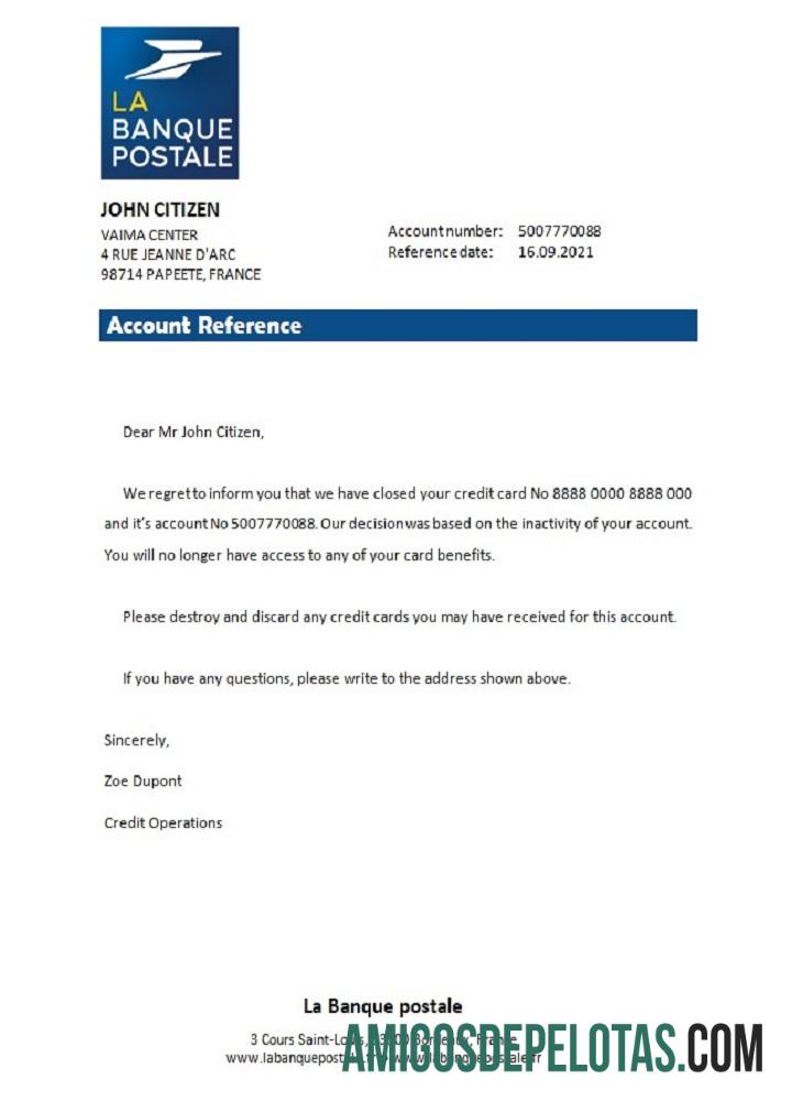 Prancis La Banque Postale closure Referensi templat
