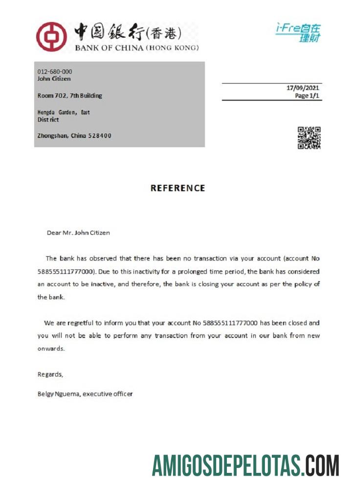 Hong Kong bank of Tiongkok closure Referensi templat