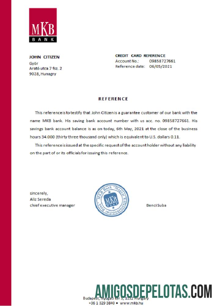 Hungaria MKB bank Referensi sampel