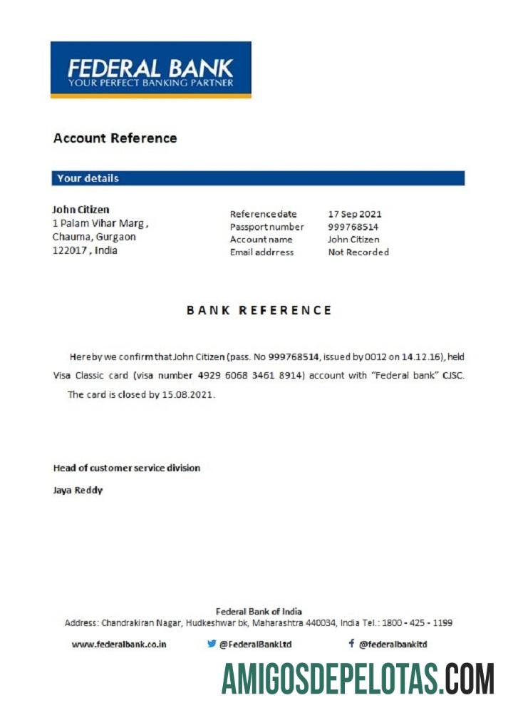 India Federal bank closure Referensi sampel