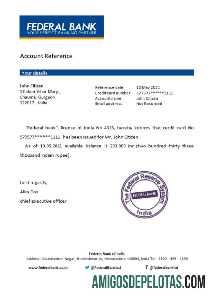 India Federal bank Referensi pratinjau