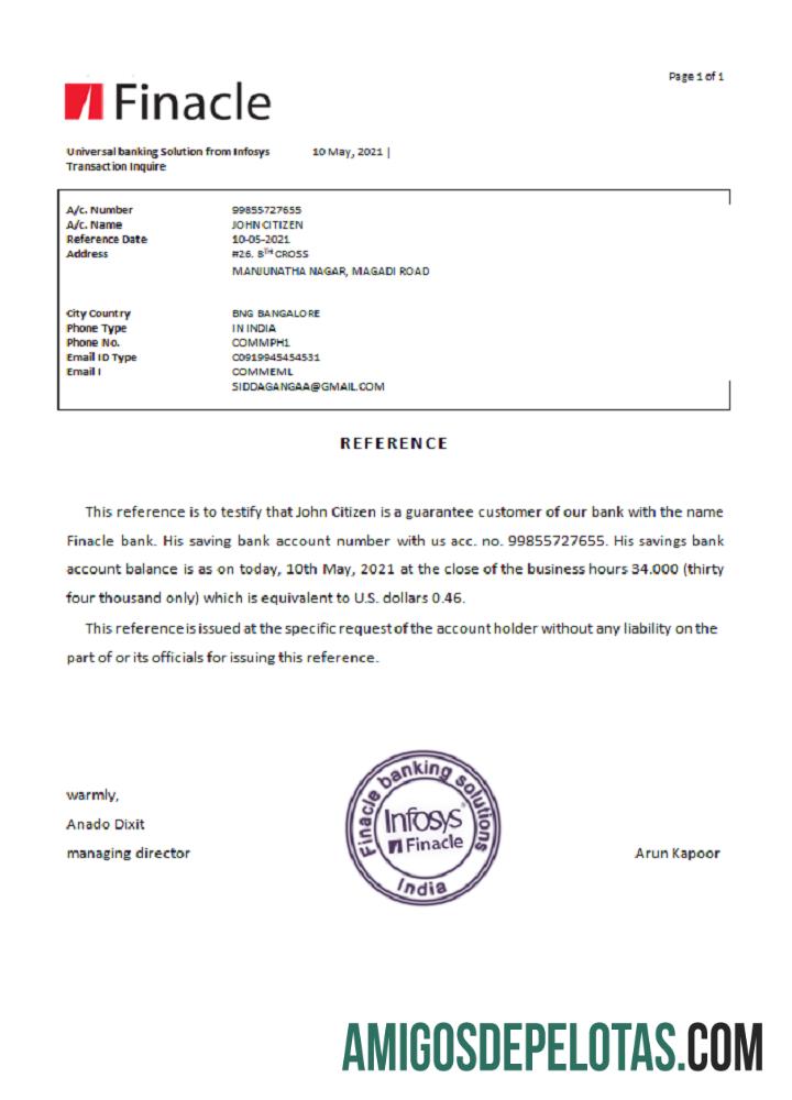 India Finacle bank Referensi pratinjau