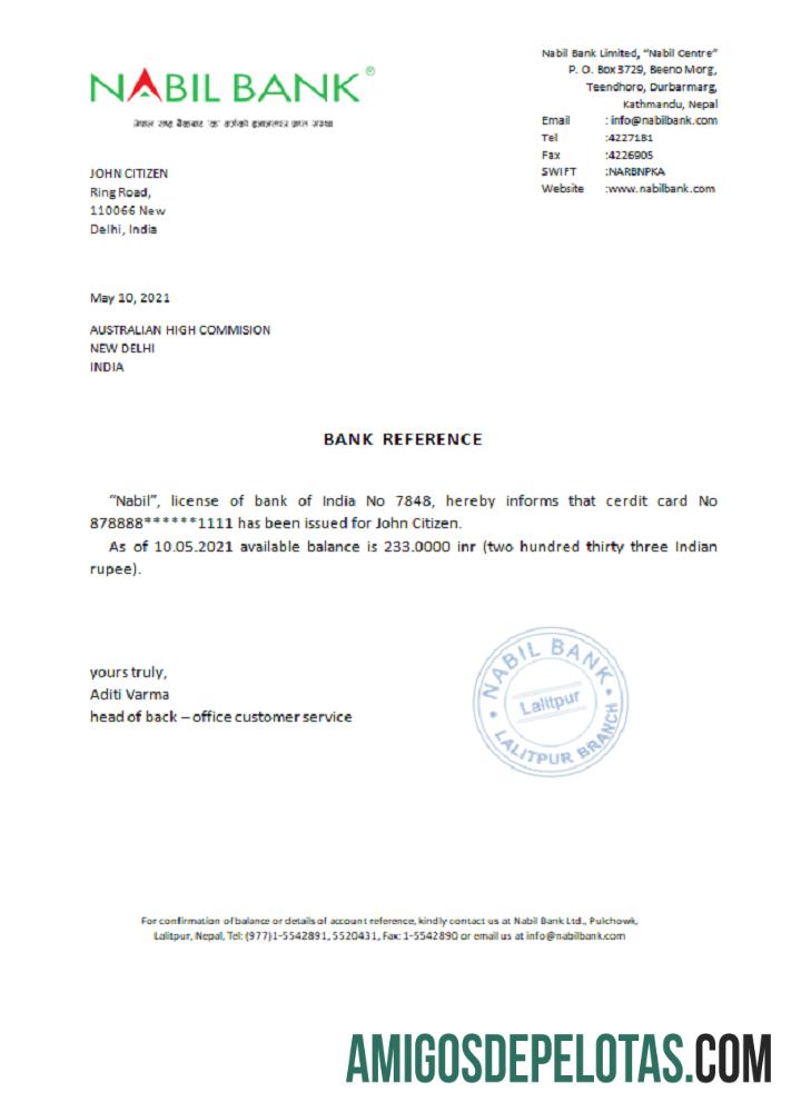 India Nabil bank Referensi templat