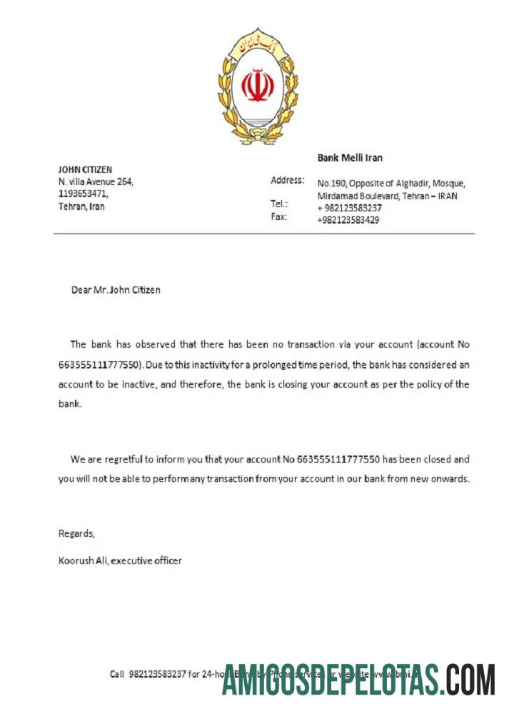 Iran Melli bank closure Referensi templat