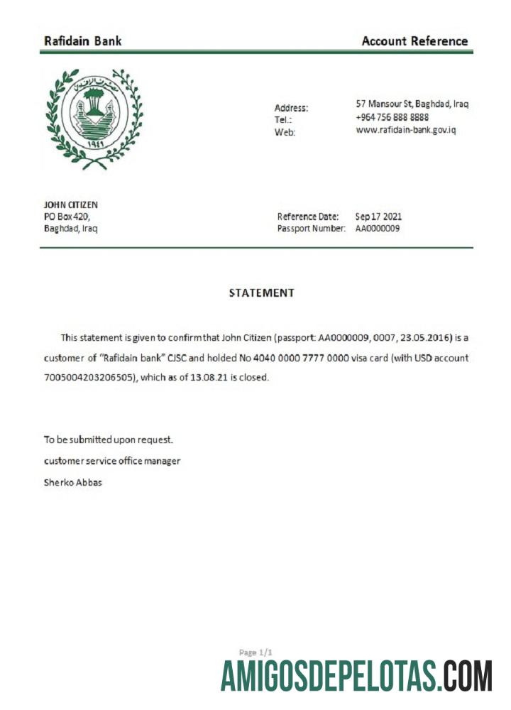 Irak Rafidain closure Referensi sampel