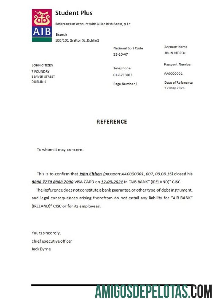 Irlandia AIB closure Referensi sampel