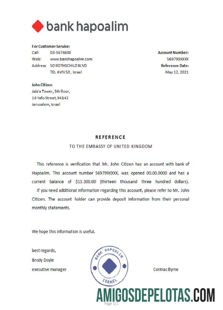 Israel Hapoalim Referensi sampel