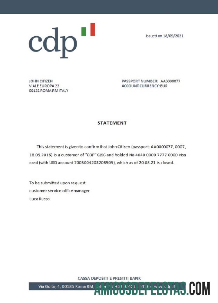 Italia CDP closure Referensi makering