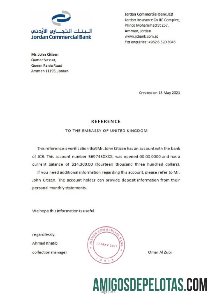 Yordania JCB Referensi sampel