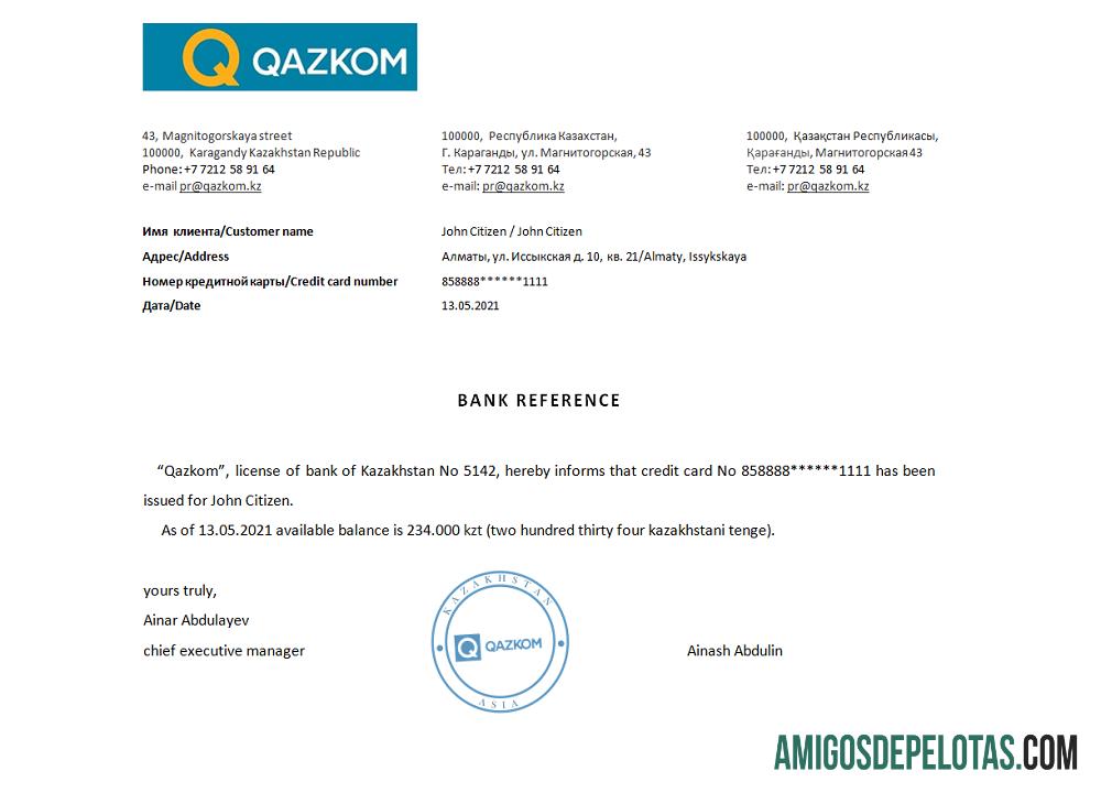 Kazakhstan Qazkom Referensi templat