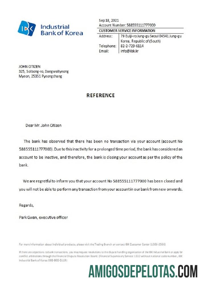 Korea Industrial bank closure Referensi templat