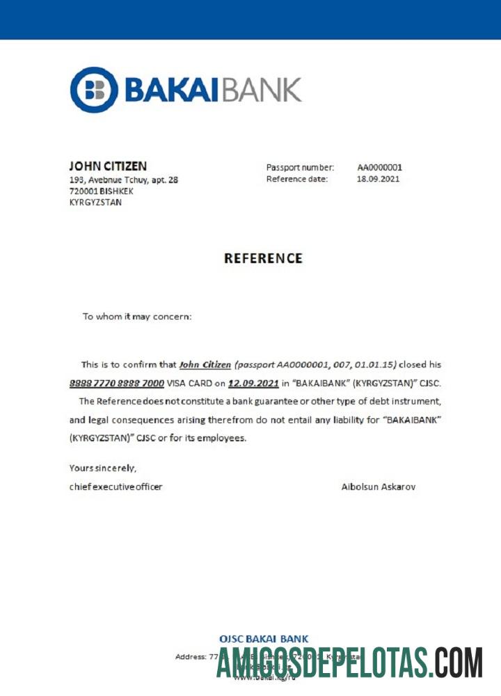 Kirgizstan OJSC Bakai bank closure Referensi desain