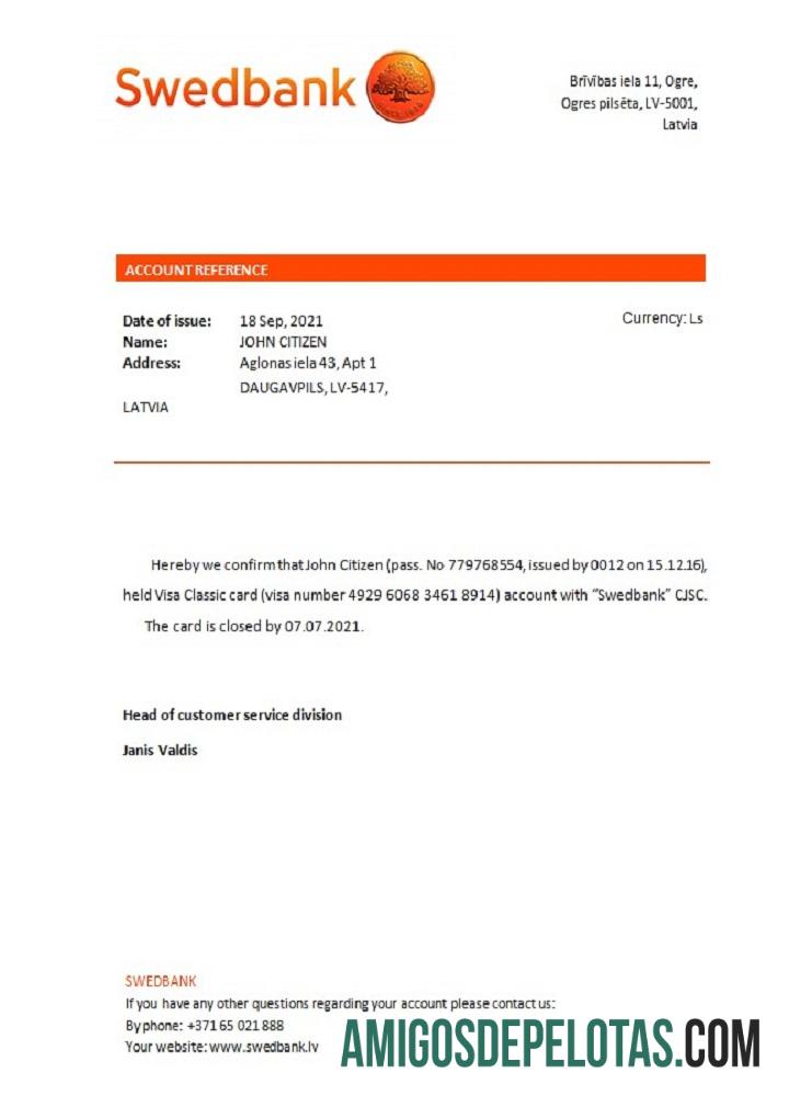 Latvia Swedbank closure Referensi templat