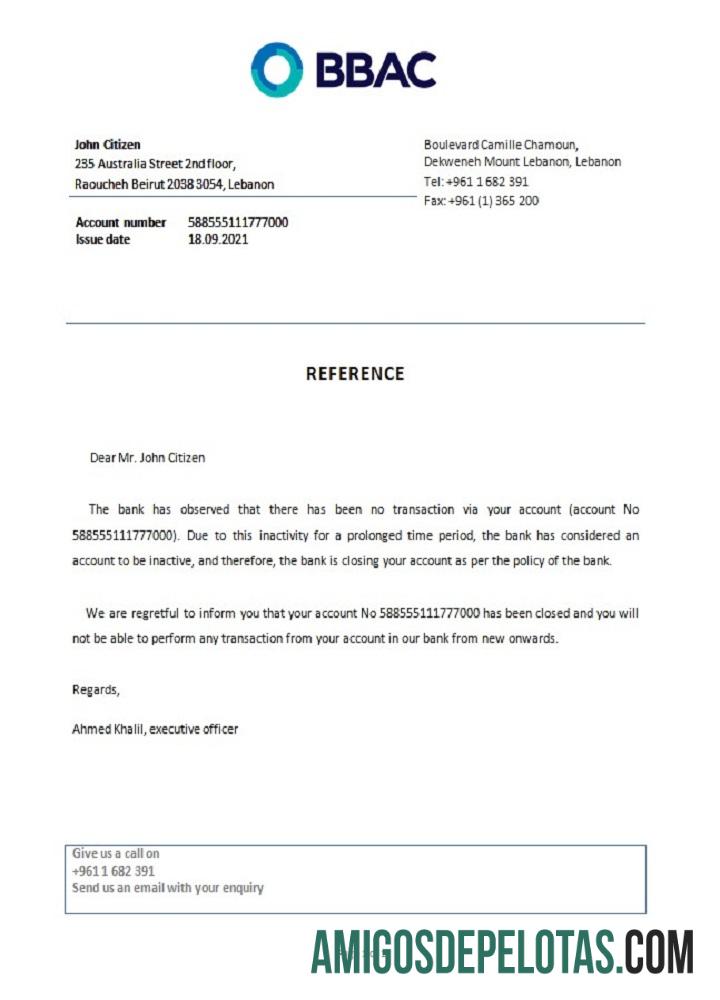 Lebanon BBAC closure Referensi sampel
