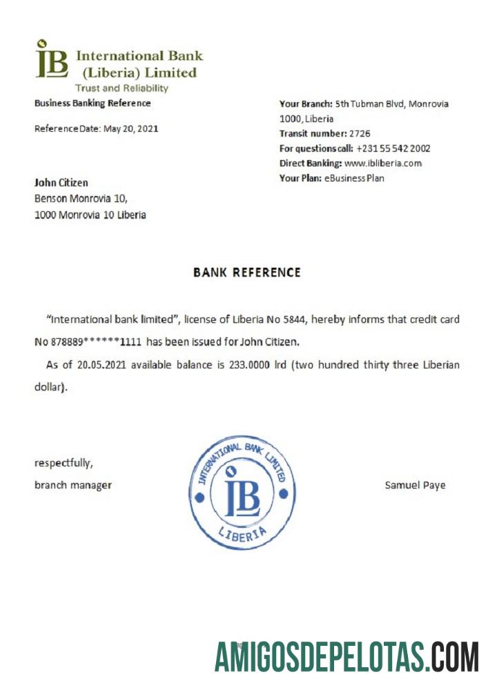 Liberia IB International bank Referensi templat