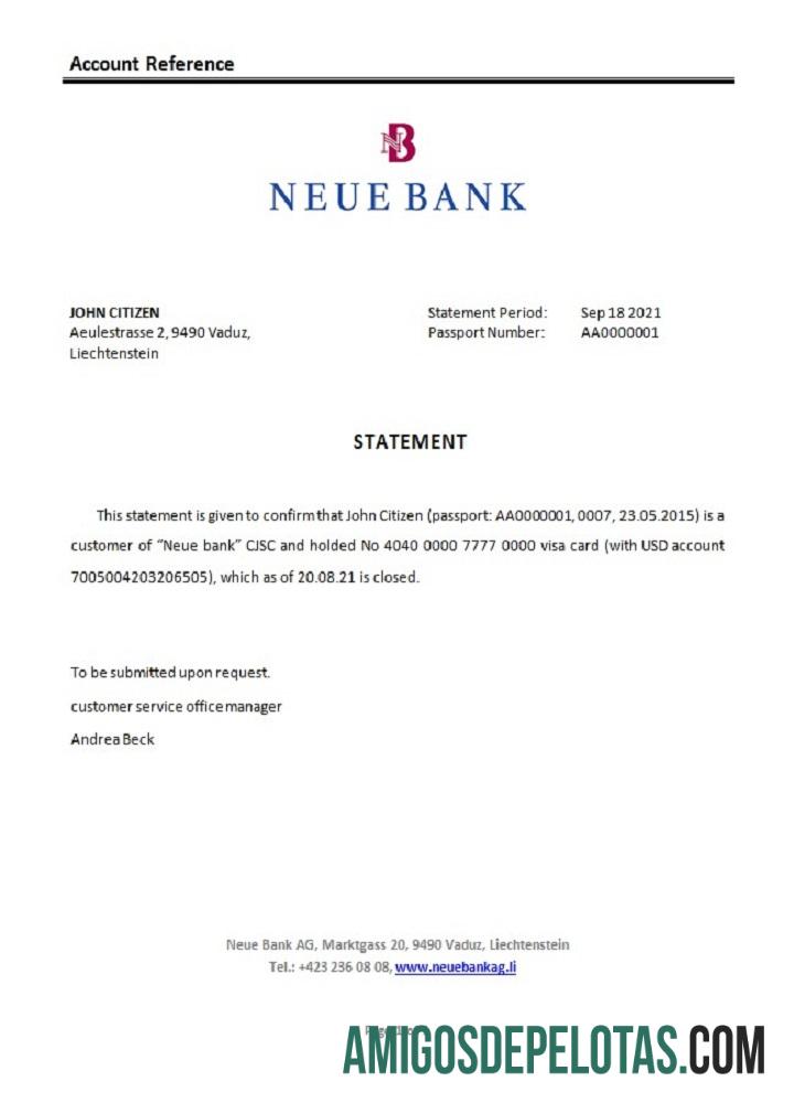 Liechtenstein Neue bank closure Referensi templat